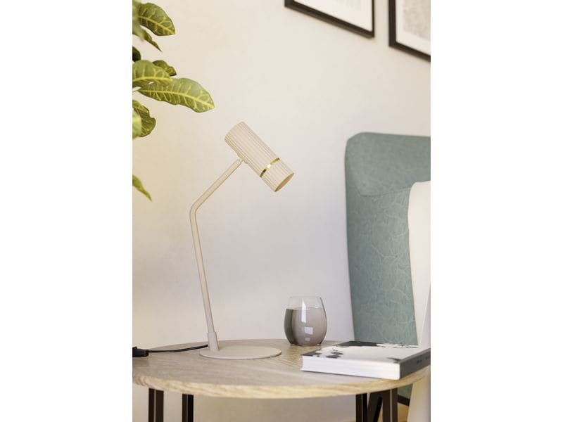 EGLO Leuchten LED Tischleuchte CAMINIA GU10 1 x 4.7W LED-Tischleuchte mit sandfarbenem Korpus und Messingakzenten