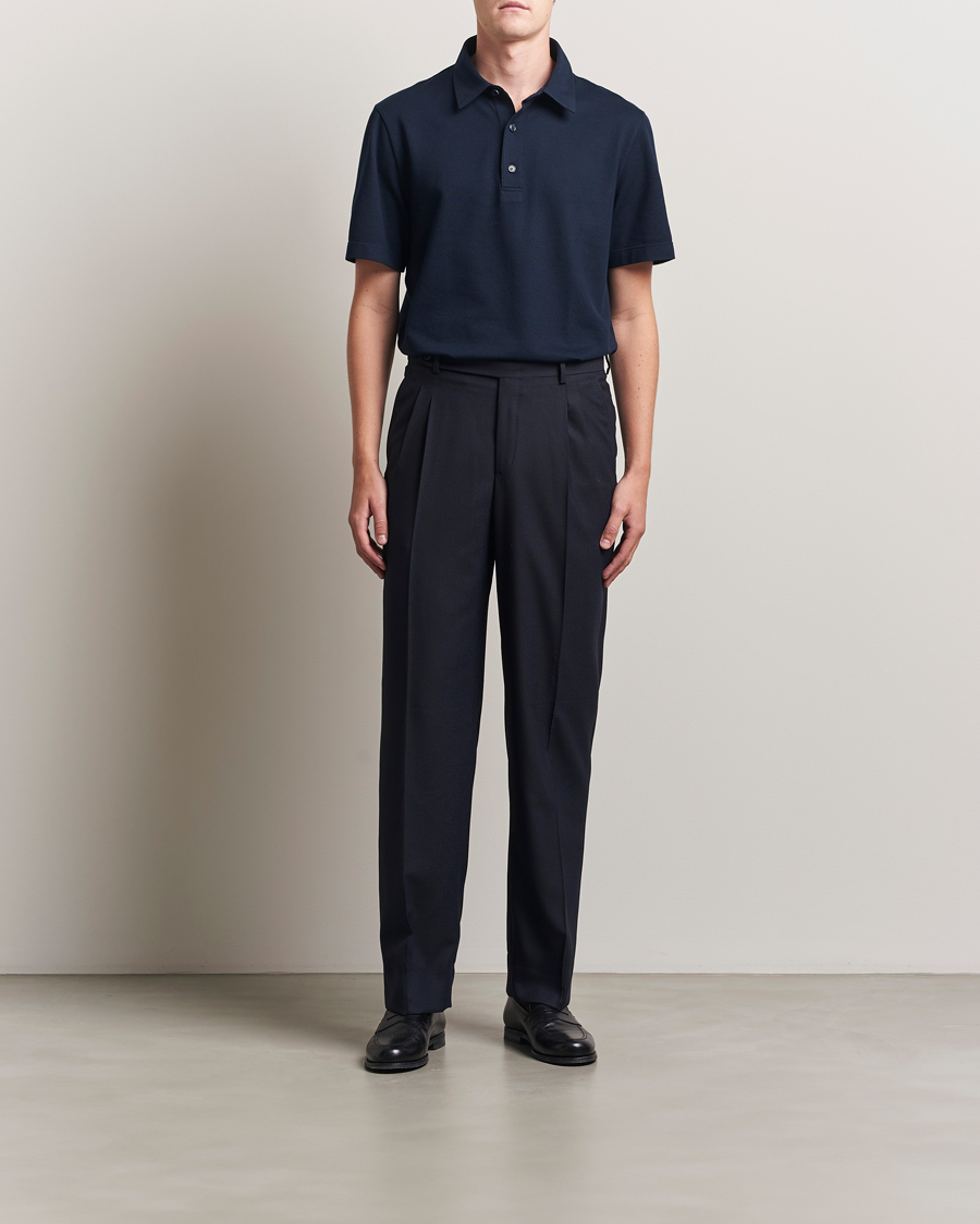Brioni Capri Wool Trousers Navy