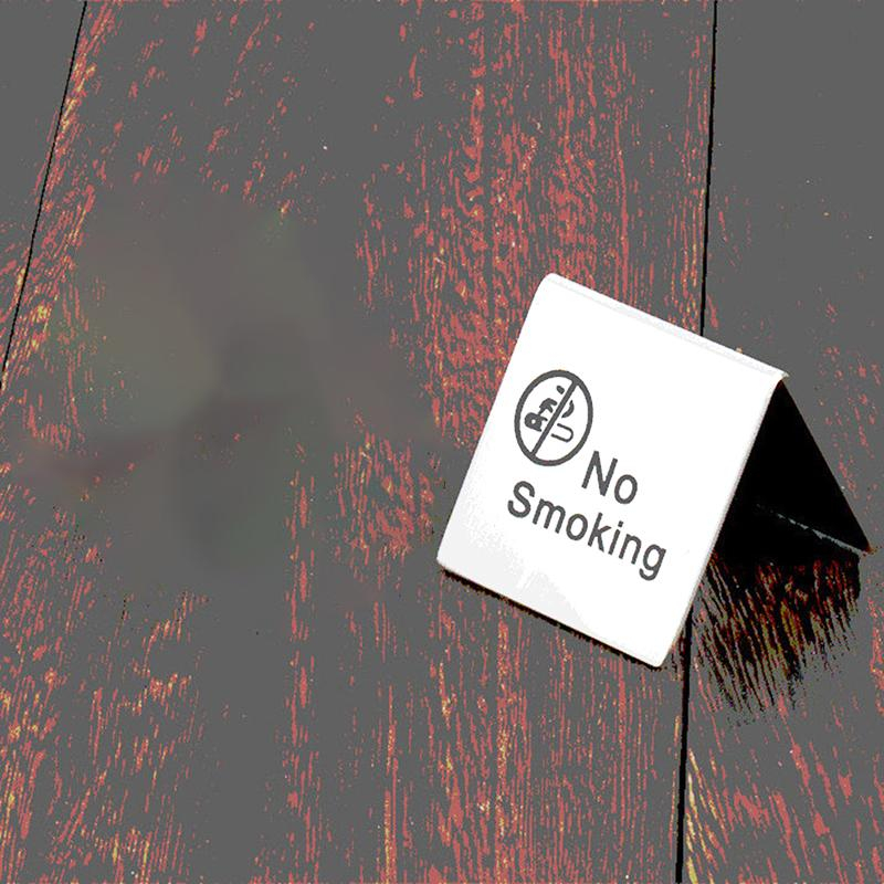 (50x45mm) Edelstahl Warnhinweis Tischschild Rauchen Verboten Aufsteller - No Smoking