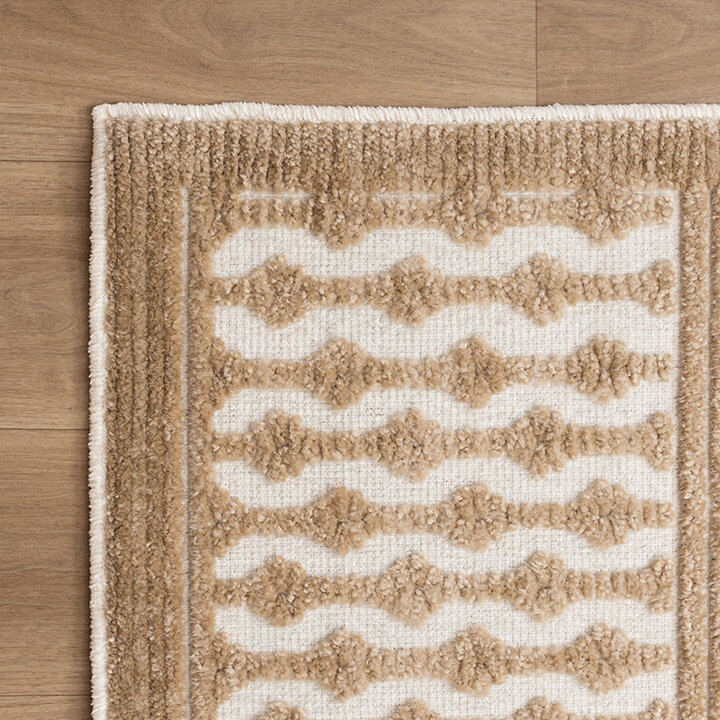 Wasbaar  vloerkleed - Dunya Geo Beige/Wit