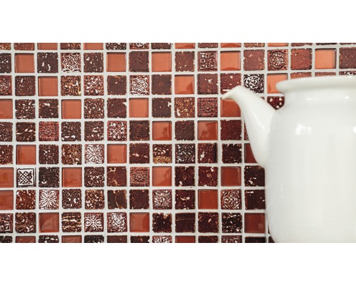 Glasmozaïek met natuursteen XCM CB 92 mix rood 30x32,5 cm