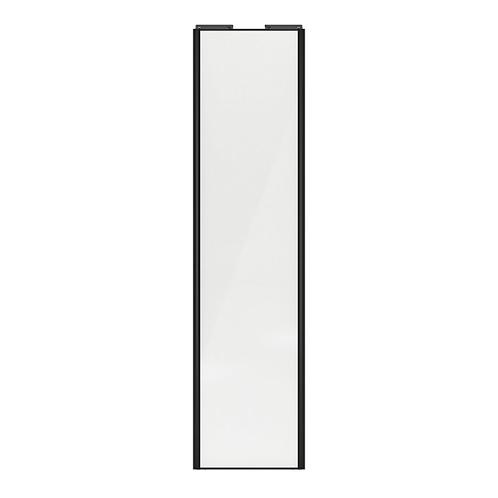Porte de placard coulissante blanc profil noir brillant GoodHome Arius H. 248,5 x L. 62.2 cm + amortisseurs
