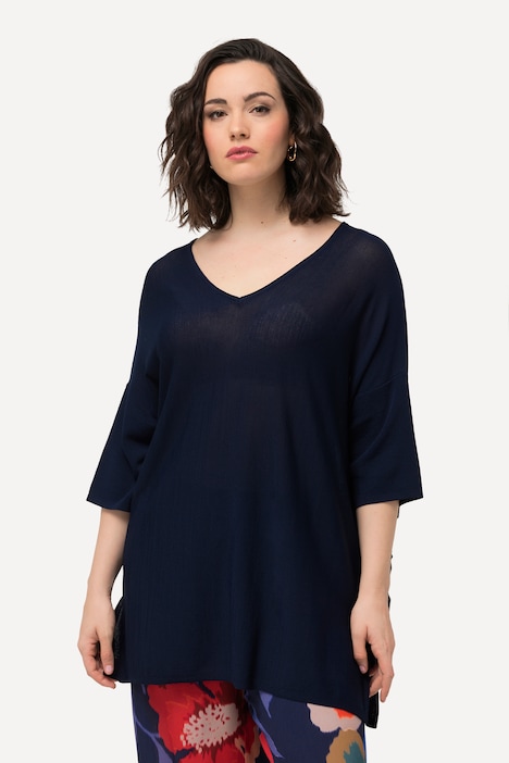 Pullover, Oversized, V-Ausschnitt, Halbarm
