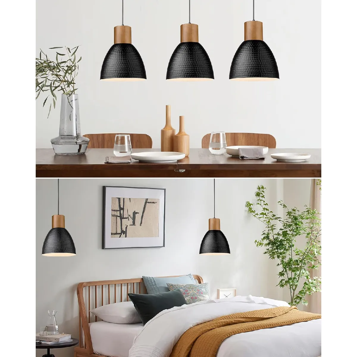Stoex Suspension Luminaire Vintage Lustre En Métal Plafonnier Intérieure Rétro Pour Îlot De Cuisine, Ferme, Salle À Manger Noir
