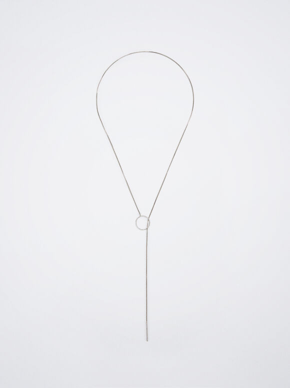 Colar prateado com zircônias cúbicas - Prata