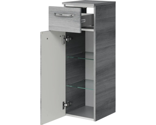 Pelipal Kumba badkamermeubelset (B x H x D): 107 x 200 x 50 cm, grafiet getextureerde fronten, 5-delige set inclusief mineraal gegoten wastafel, badmeubel en wandkast (99.770126194)