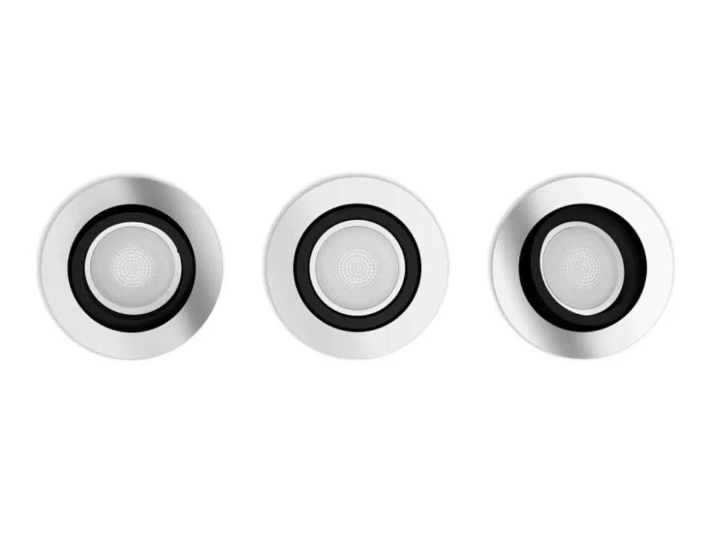 Philips Hue White and Color Ambiance Centura - Indlejret spotlys - LED-spot lyspære - GU10 - 5.7 W - klasse G - 16 millioner farver/varmt hvidt til koldt hvidt lys - 2000-6500 K - aluminium (pakke med 3)