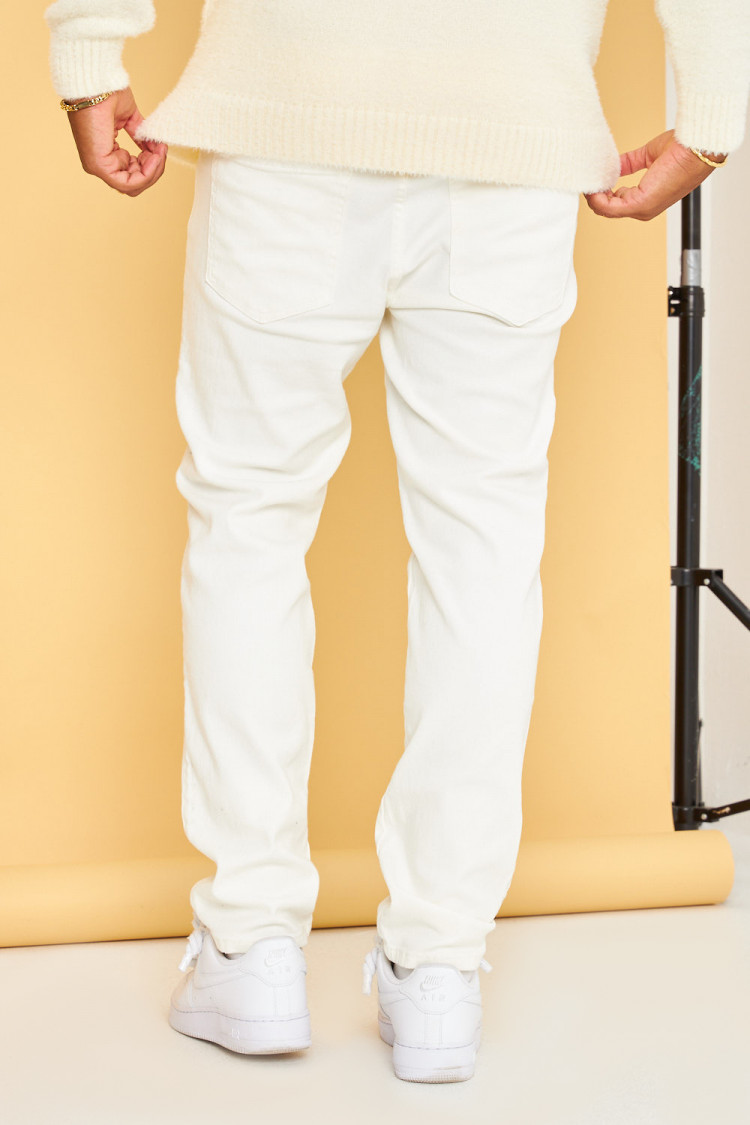 Jeans coupe droite blanc cassé