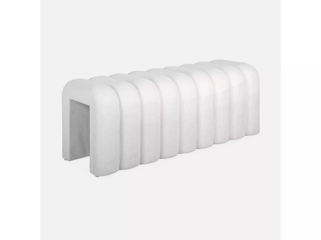 Banc. bout de lit blanc contemporain en tissu