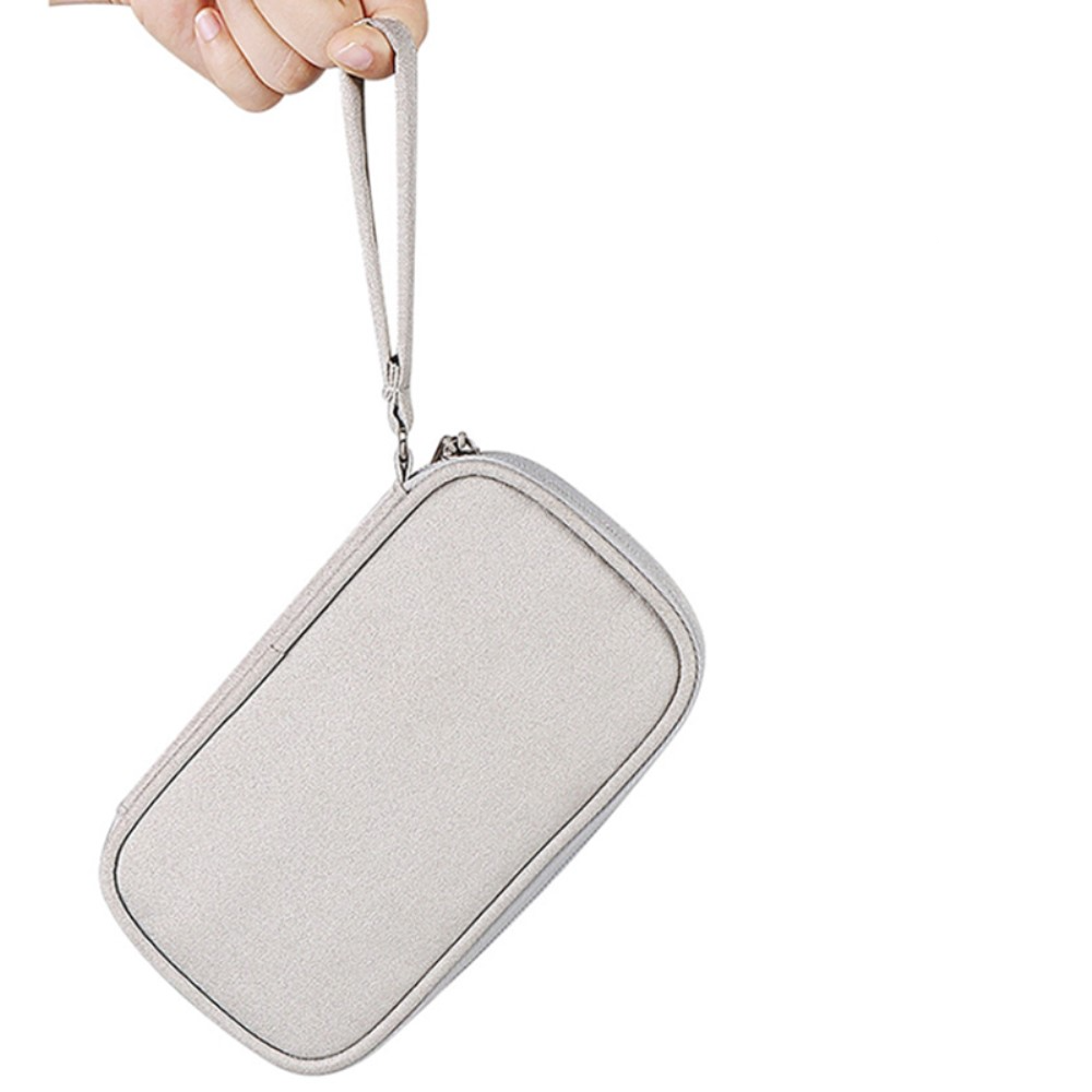 (19x11x3.5cm) Universal Stoff Tasche Reise Organizer für Smartphones / Ladekabel mit Reissverschluss (Grösse S) - Schwarz