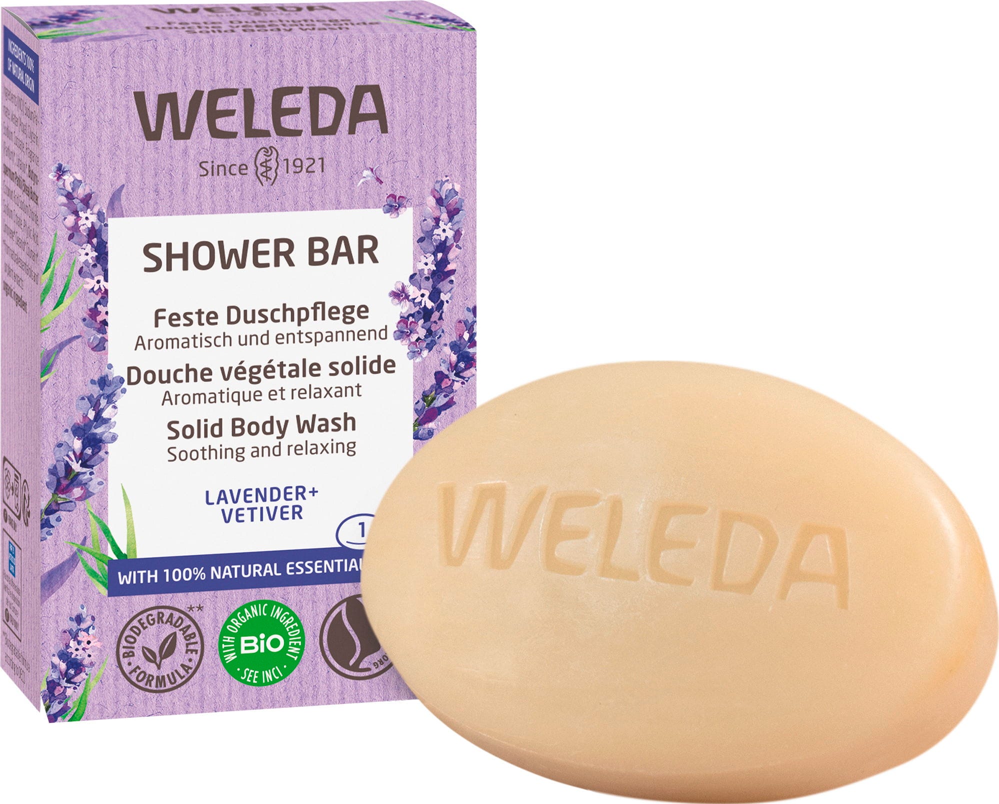 Weleda  Shower Bar Feste Duschpflege Lavender + Vetiver, 75 g