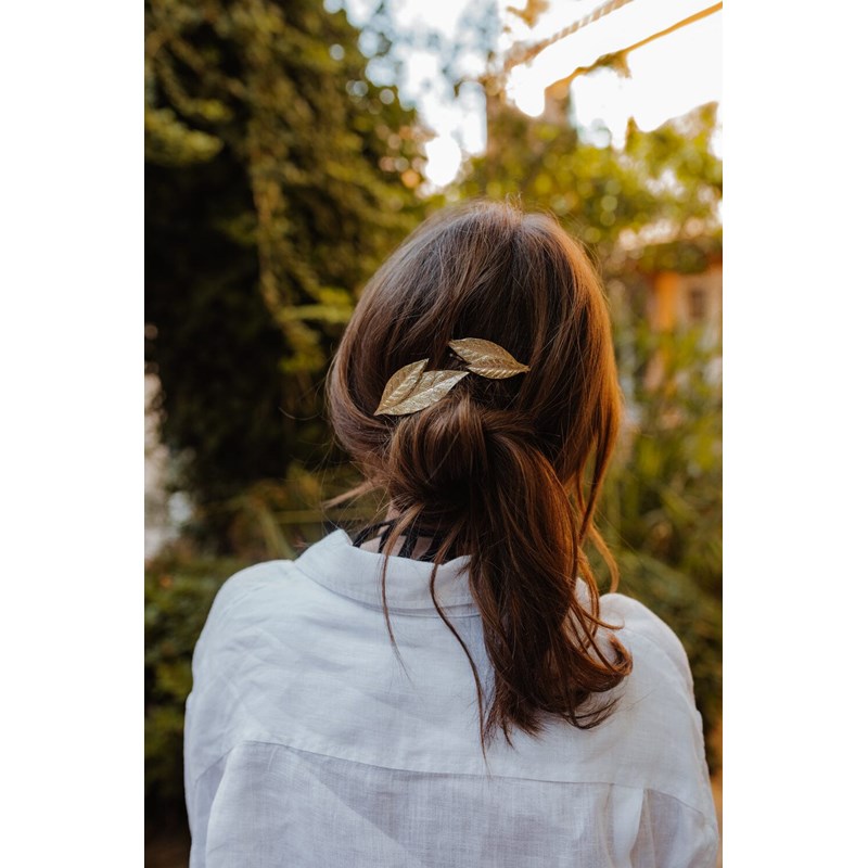 barrette feuilles plaqué argent - THALIE