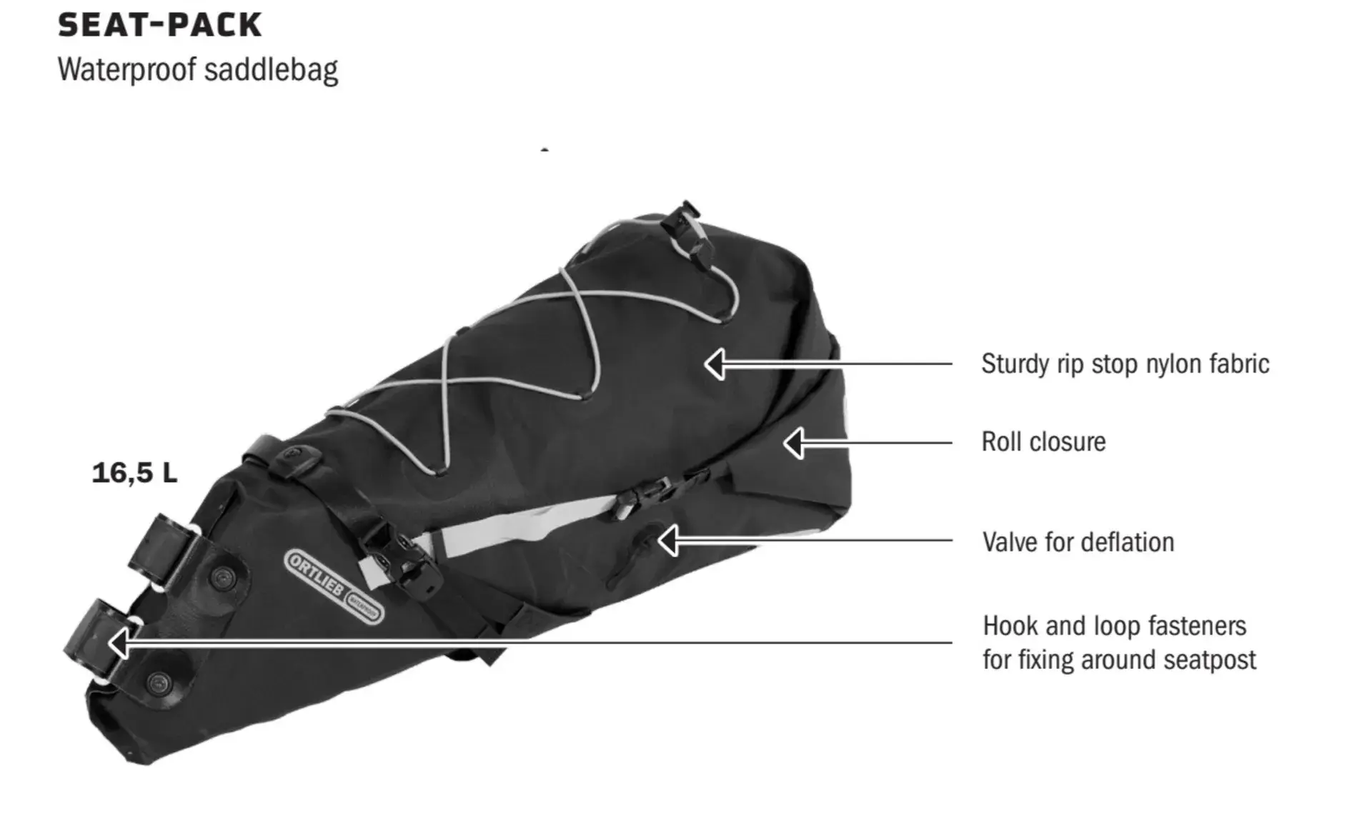 ORTLIEB Seat-Pack 16.5L Zadeltas Mat Zwart