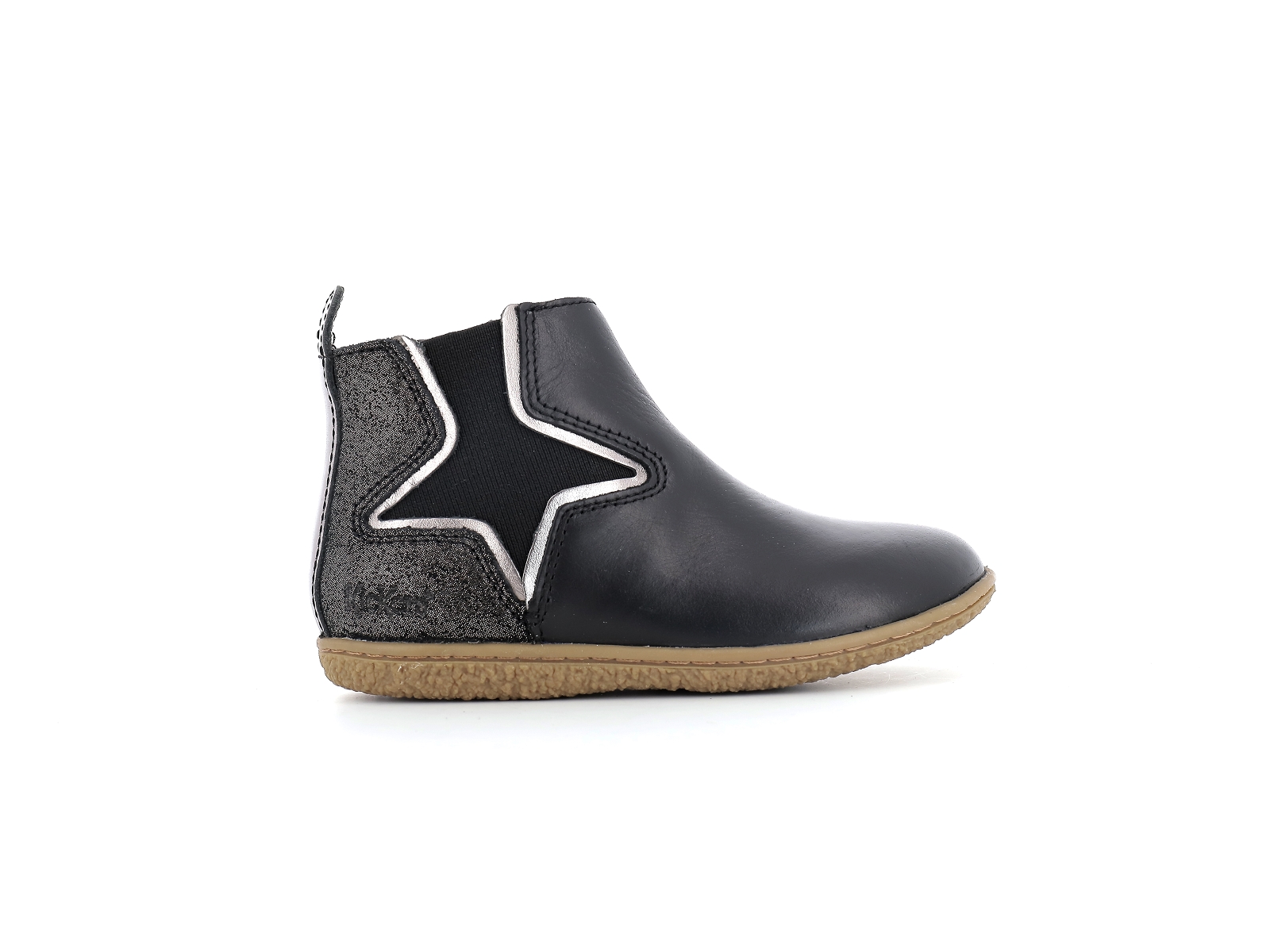 Kickers-VERMILLON 744617 Cuir Noir Argent
