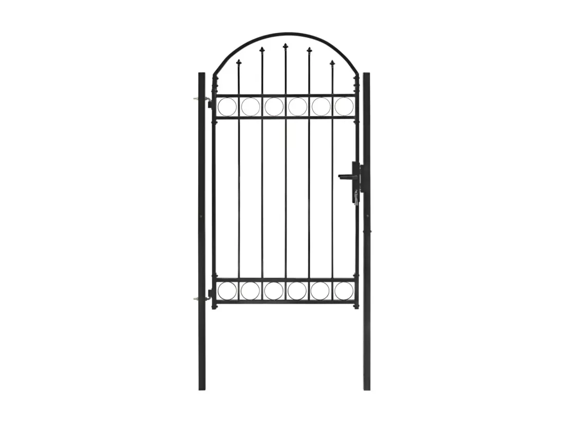 Portail de jardin avec dessus arqué Acier 100 x 175 cm Noir