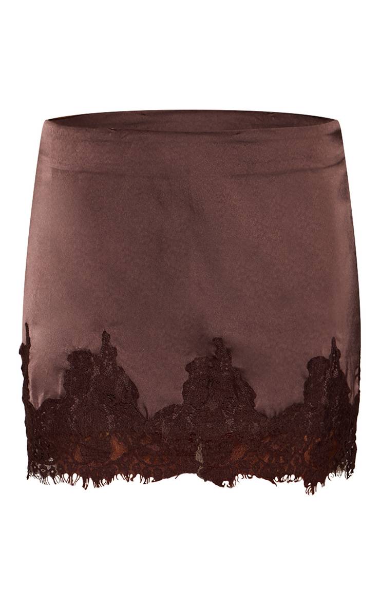 Chocolat Top Court Extrême En Dentelle Noire À Manches Longues