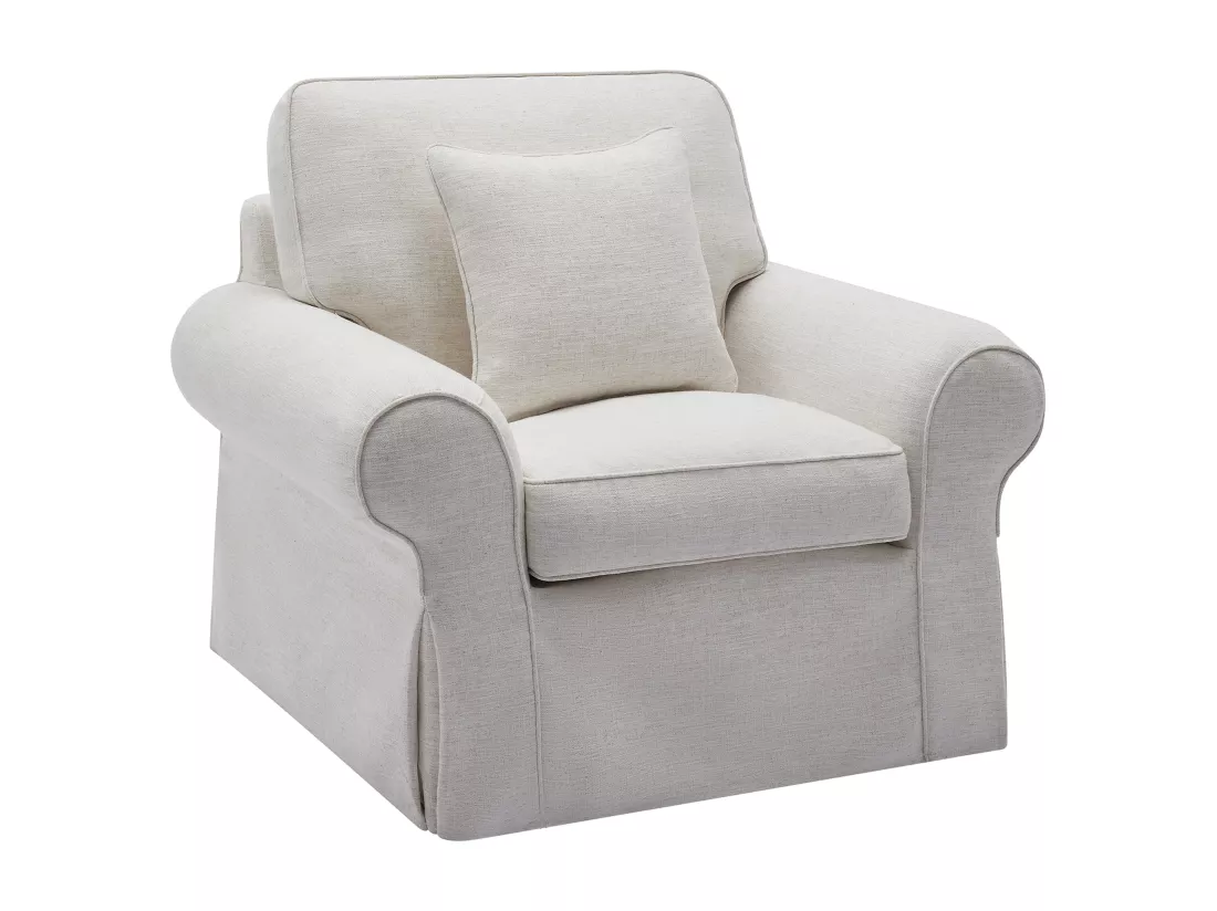 Canapé 3 places et fauteuil en lin et tissu chiné blanc ZULIPRO de Maison Céphy