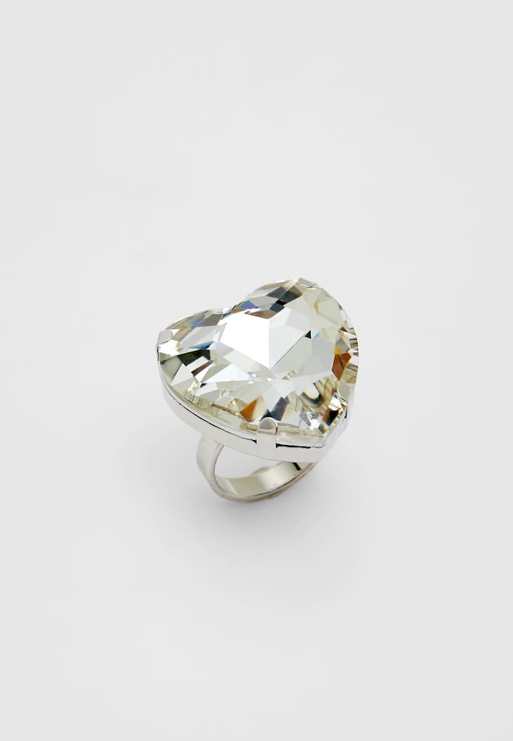 Anel de coração com strass