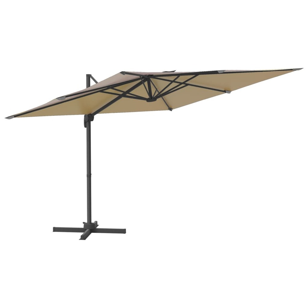 Parasol meuble de jardin déporté avec mât en aluminium 400 x 300 cm taupe