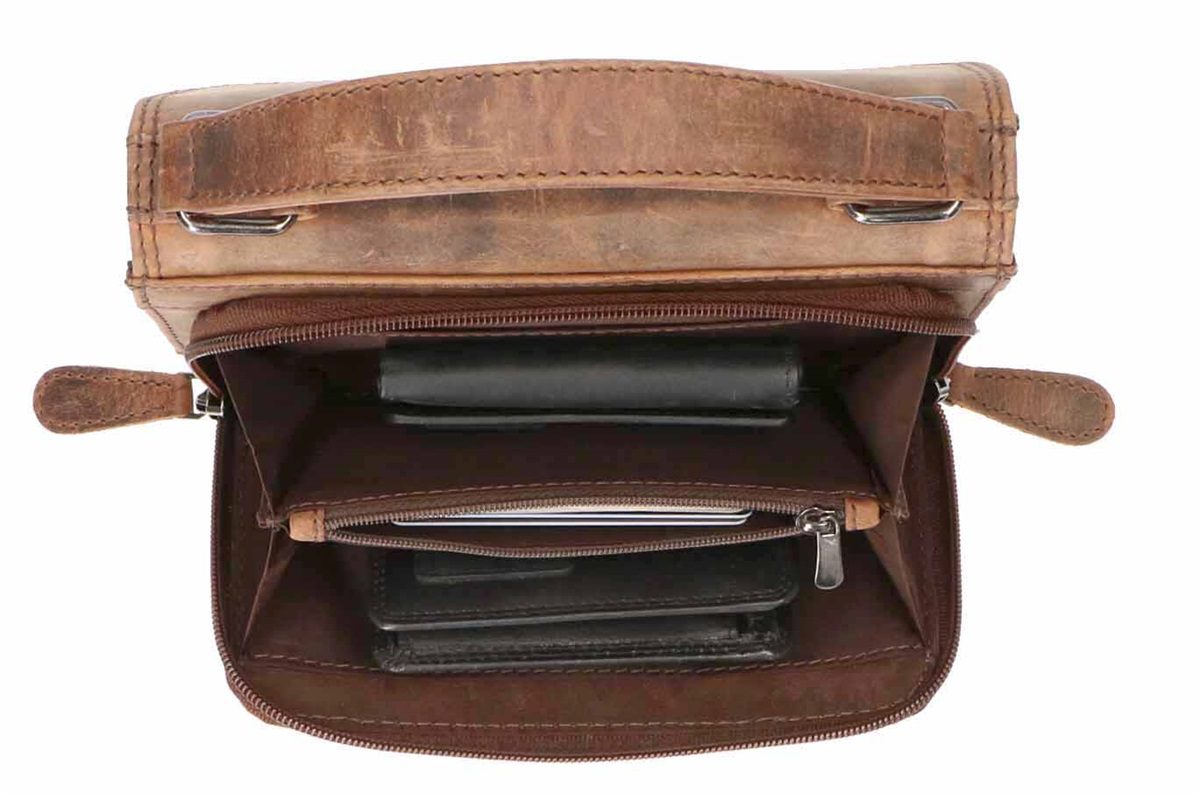 LD Lederwaren Hand/ Schoudertas Hunter Bruin