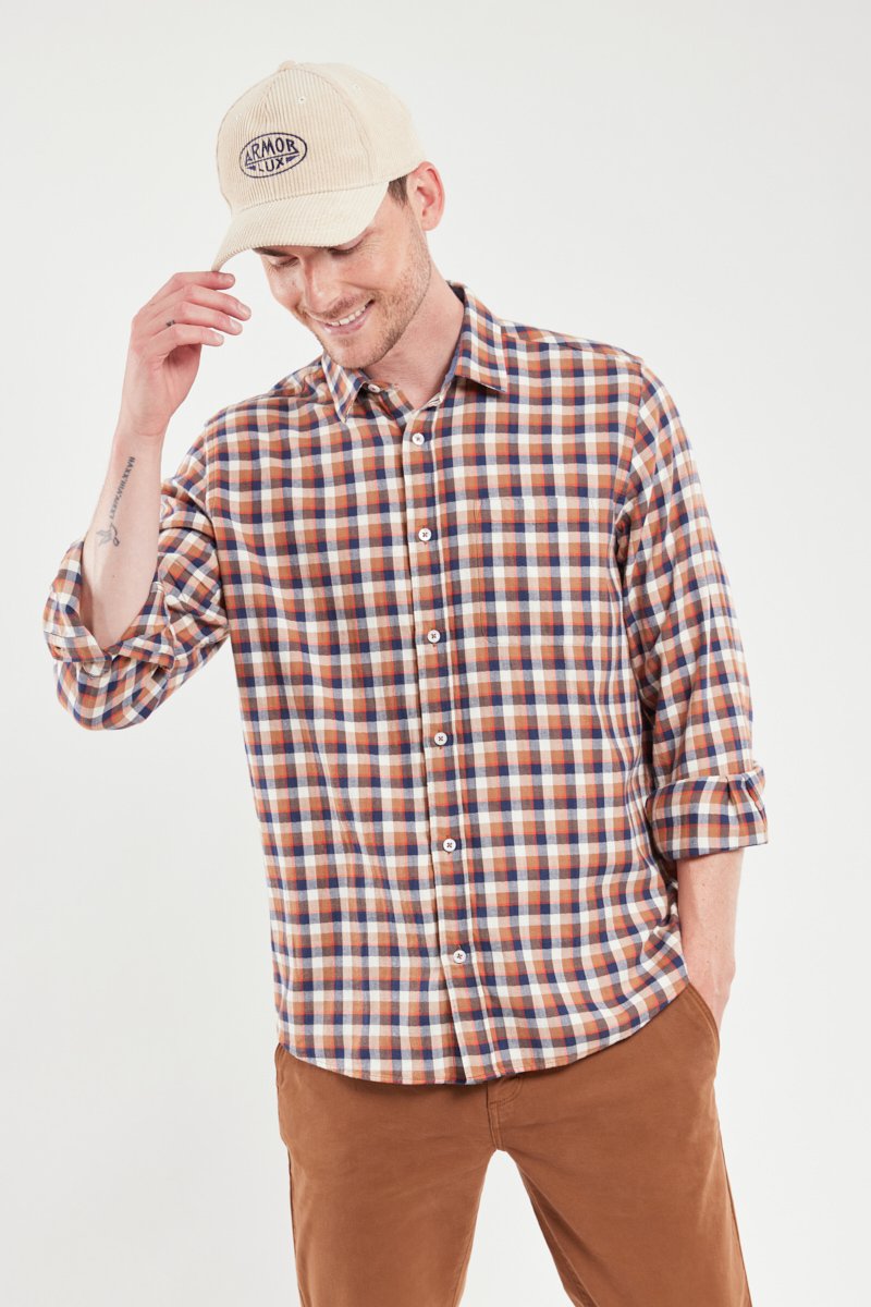 Chemise à carreaux confort - coton