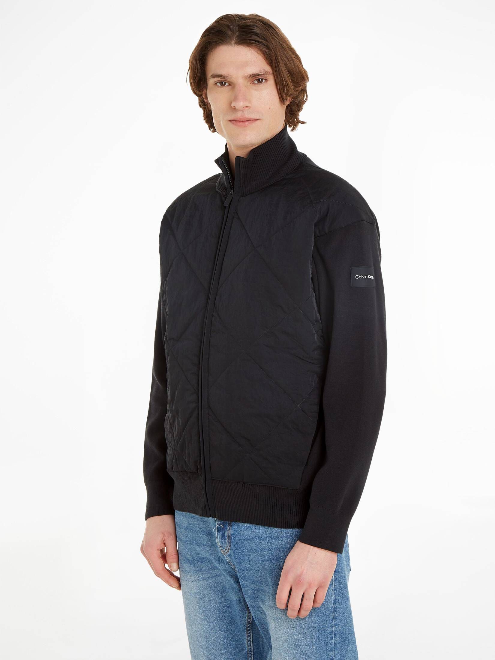 CALVIN KLEIN| Herren Strickjacke MIX MEDIA ZIP THROUGH JACKET