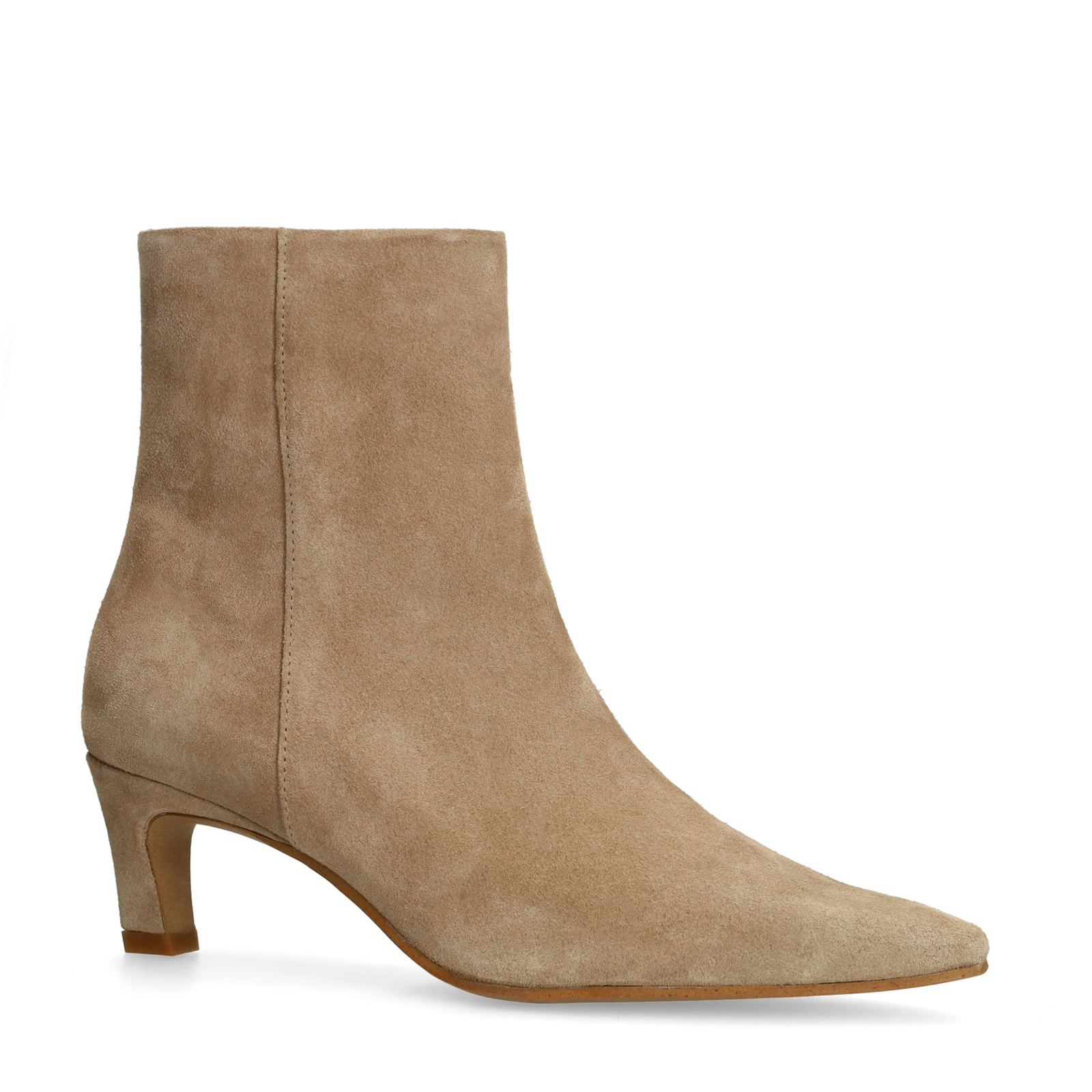 Beige suède enkellaarsjes met hak