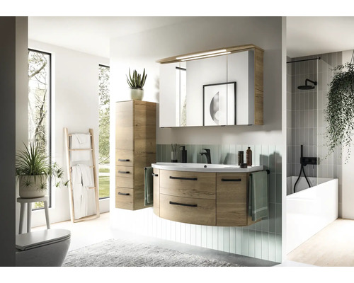 Jungborn wastafelmeubel VENTITRE BxHxD 116,3 x 49,2 x 46 cm Frontkleur halifax eiken naturel