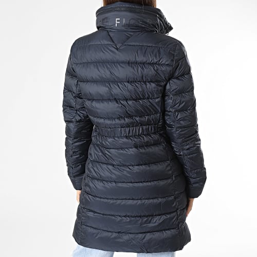 Doudoune Longue Capuche Femme Padded Global Stripe 9221 Bleu Marine