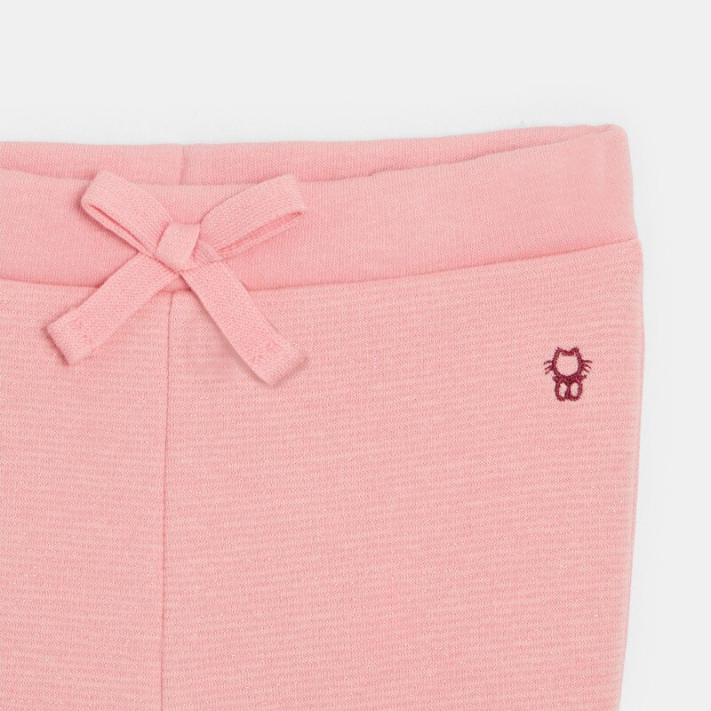 Pantalon souple taille élastiquée beige bébé fille Rose