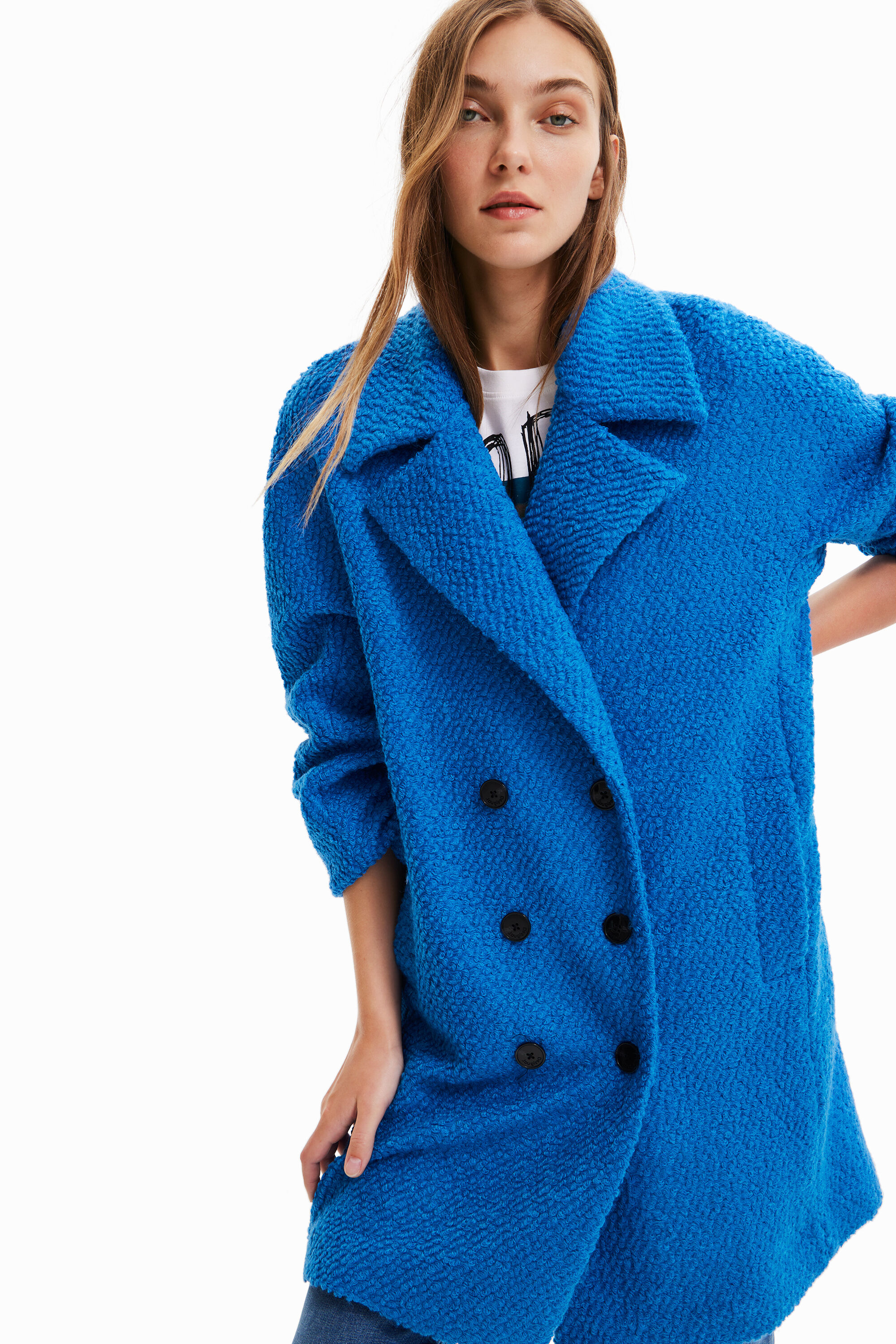 Manteau droit laine