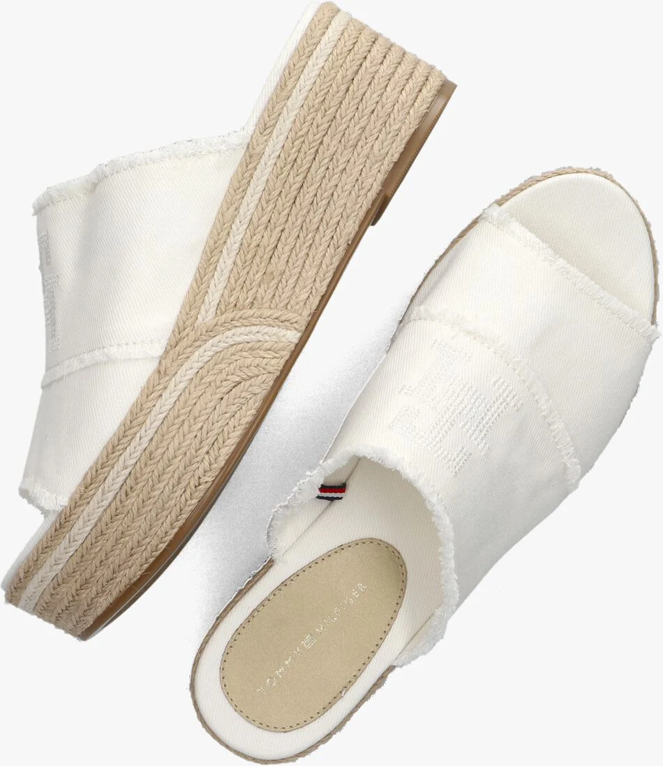 TOMMY HILFIGER beige tommy hilfiger muiltjes denim wedge flatform
