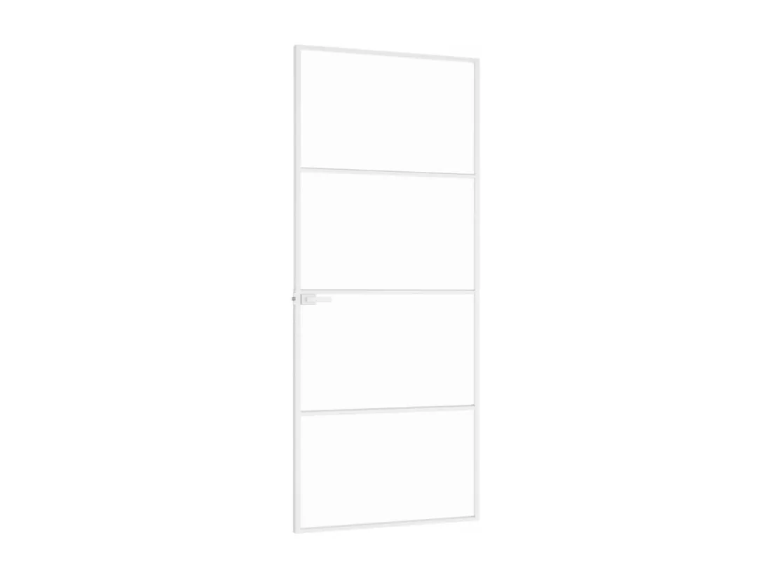Porte d'intérieur Blanc 83x201,5 cm Trempé verre aluminium fin
