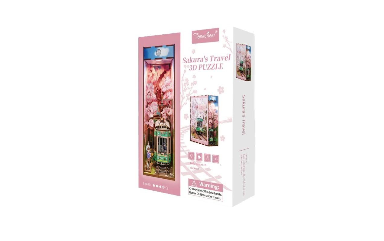 Bausatz Book Nook Sakura's Travel3D-Modell aus lasergeschnittenen Holzteilen