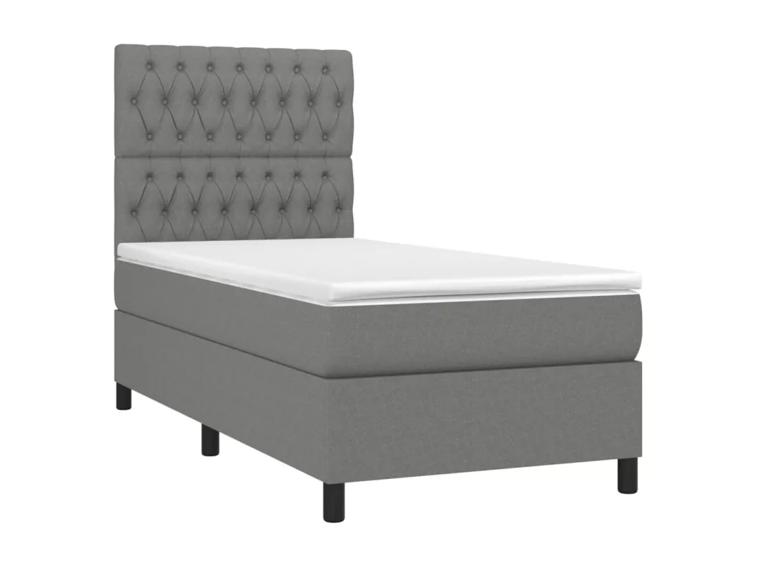 Sommier tapissier avec matelas et LED Gris foncé 90x190cm Tissu
