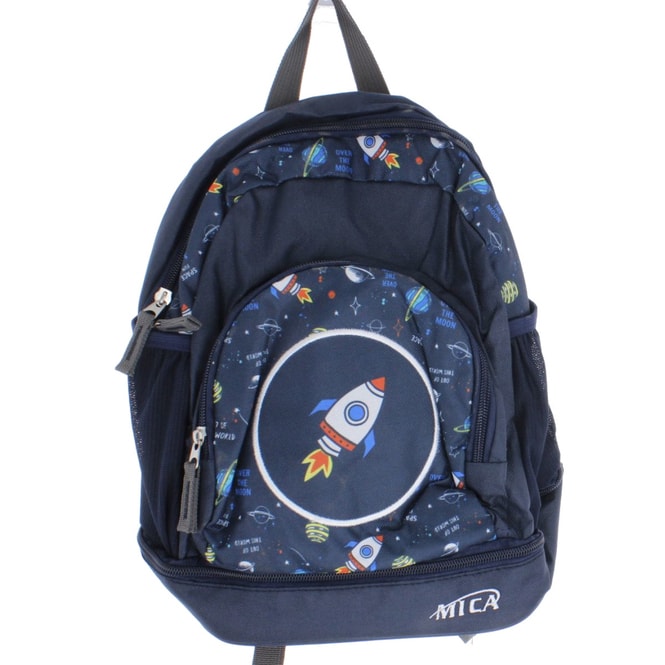 Kinderrucksack Rakete - aus Textil - ca. 25 x 31 x 12/18 cm