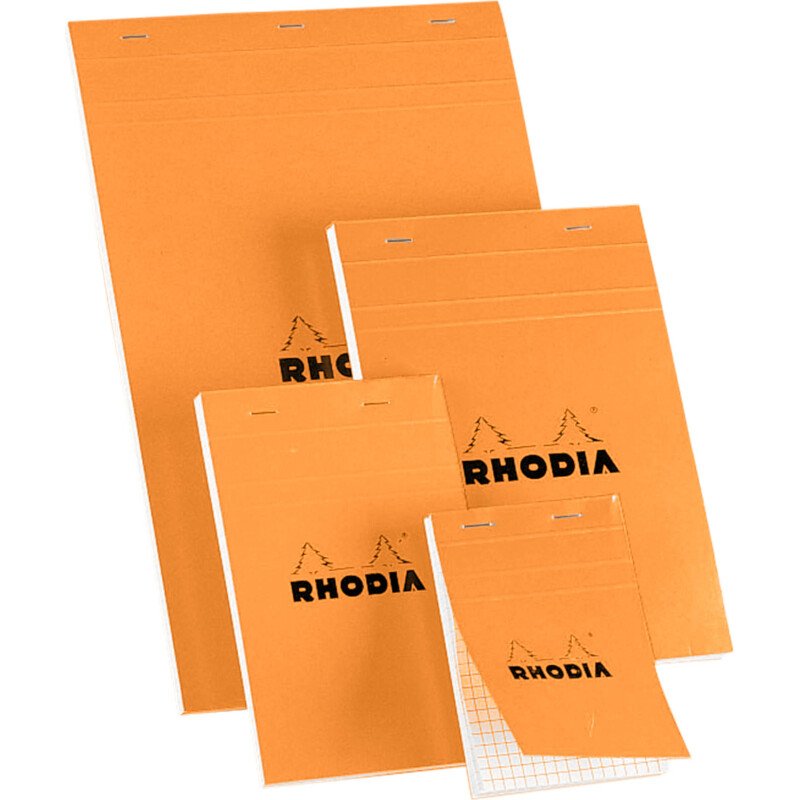 Bloc de bureau Rhodia 10,5 x 14,8 cm agrafé orange n°13 - 5 x 5 - 80 feuilles