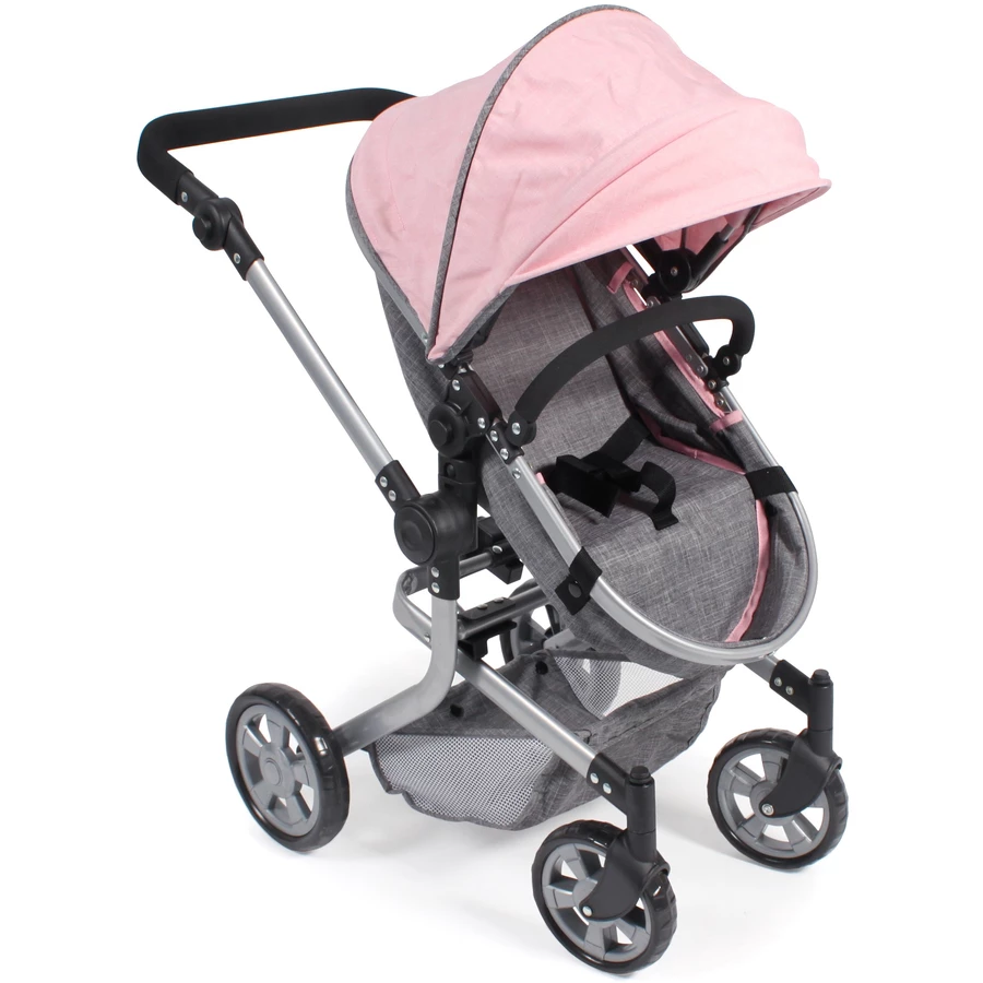 BAYER CHIC 2000 Kombi-Puppenwagen MIKA Melange grau-rosa