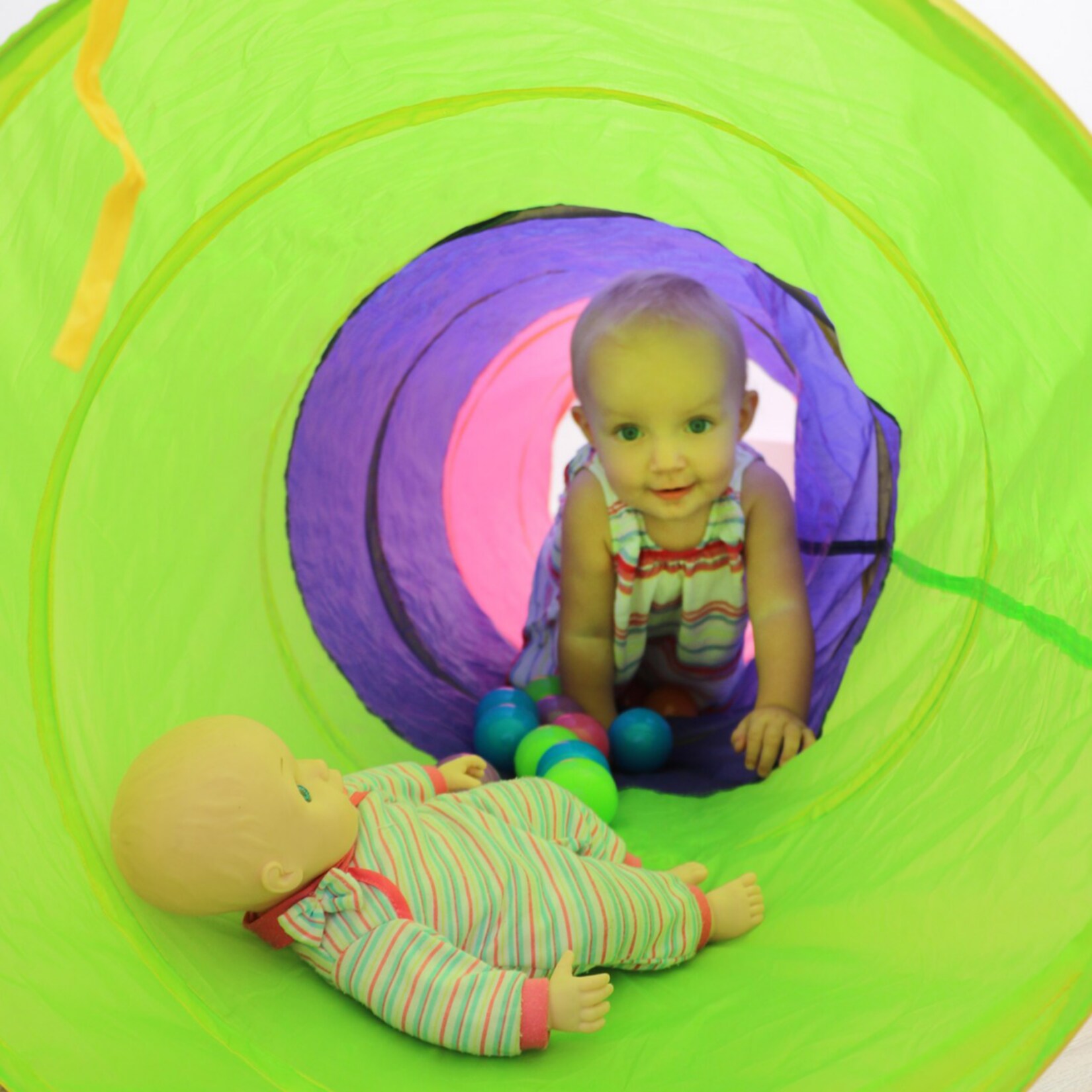Spieltunnel 200 Bälle Kriechtunnel 180x46cm Krabbeltunnel Kinder Zelt Tunnel