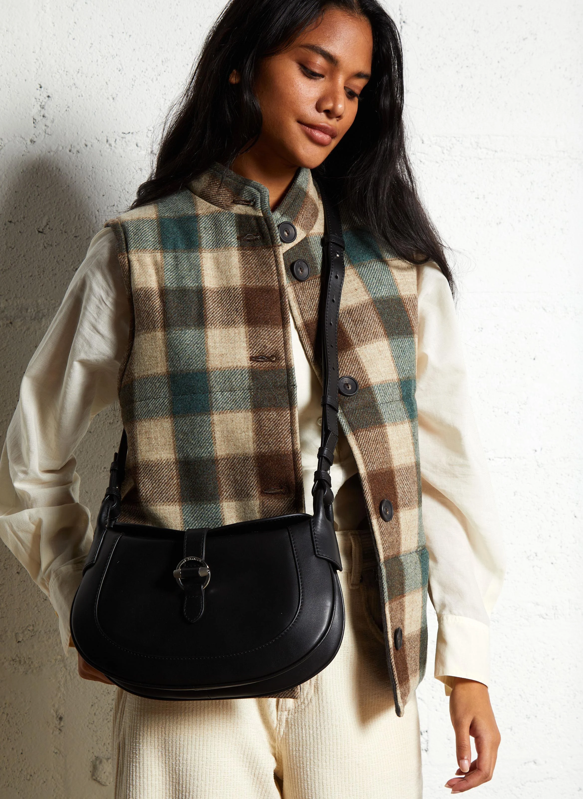 PIA - Petit sac bandoulière en cuir| Noir