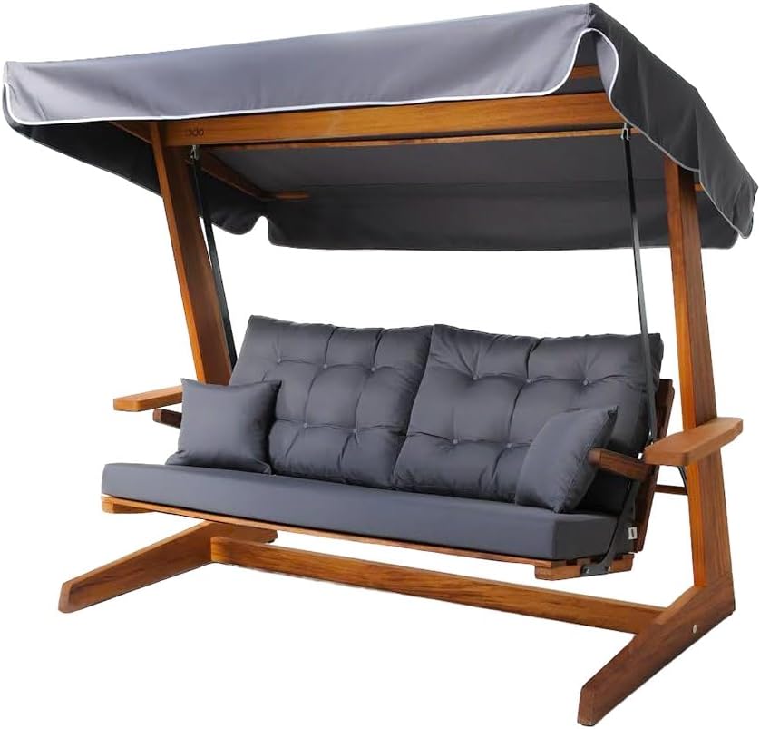 WESTMANN Hollywoodschaukel Schaukelbank Sia 2400 Anthrazit 236x120x190 cm Gartenschaukel Gartenliege mit Sonnenschutz Hollywoodliege Komplettset 400 kg Traglast