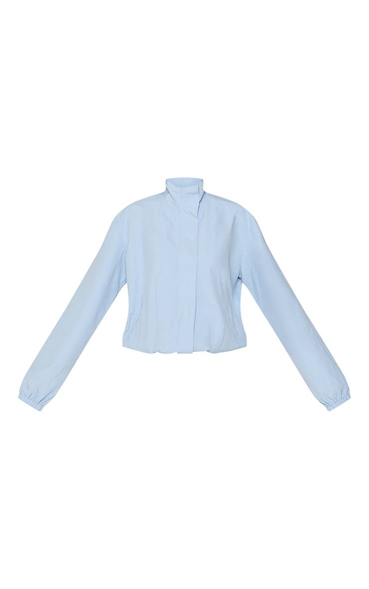 Bleu Veste En Tissu Shell À Col Montant
