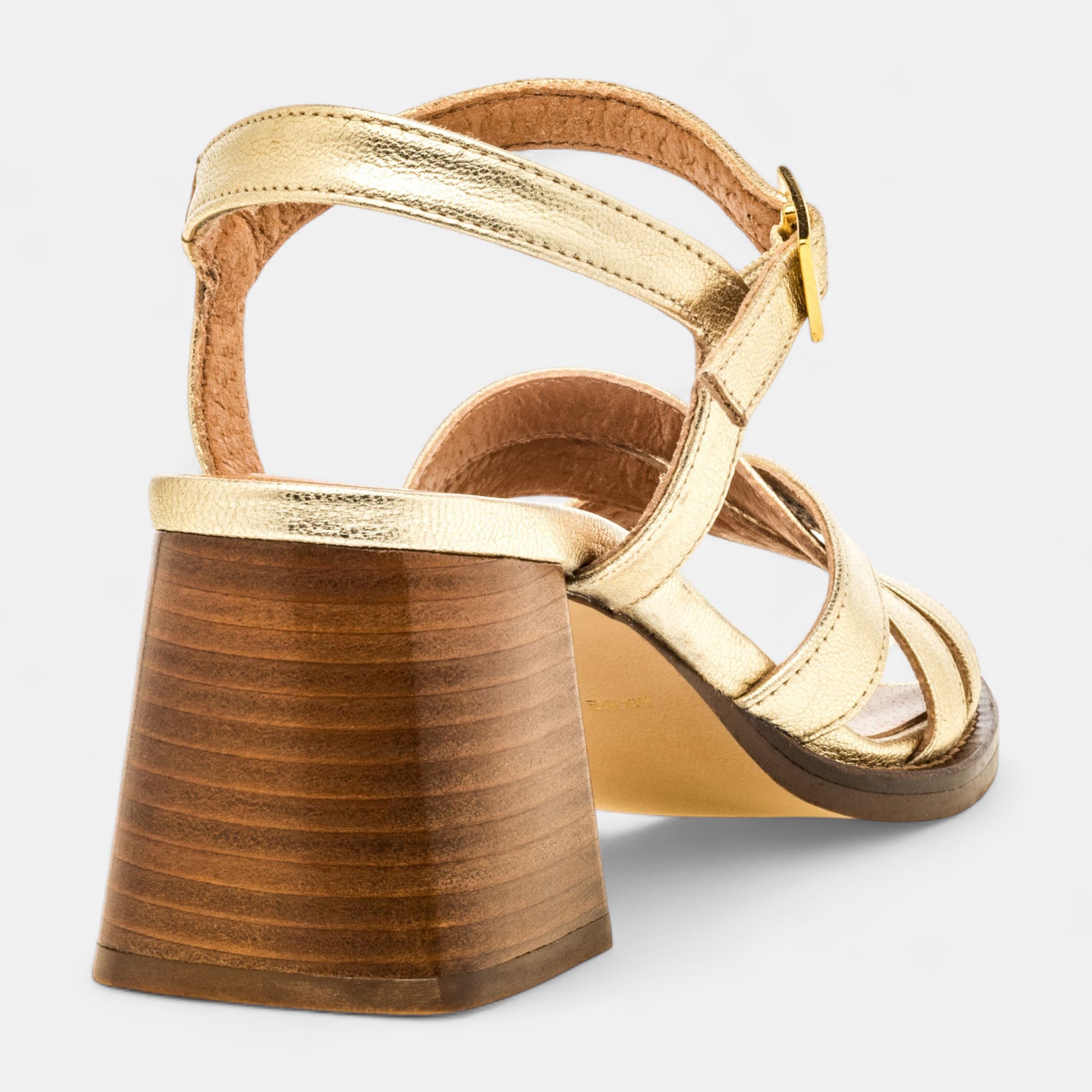 Nu-pieds à talon Femme en cuir or