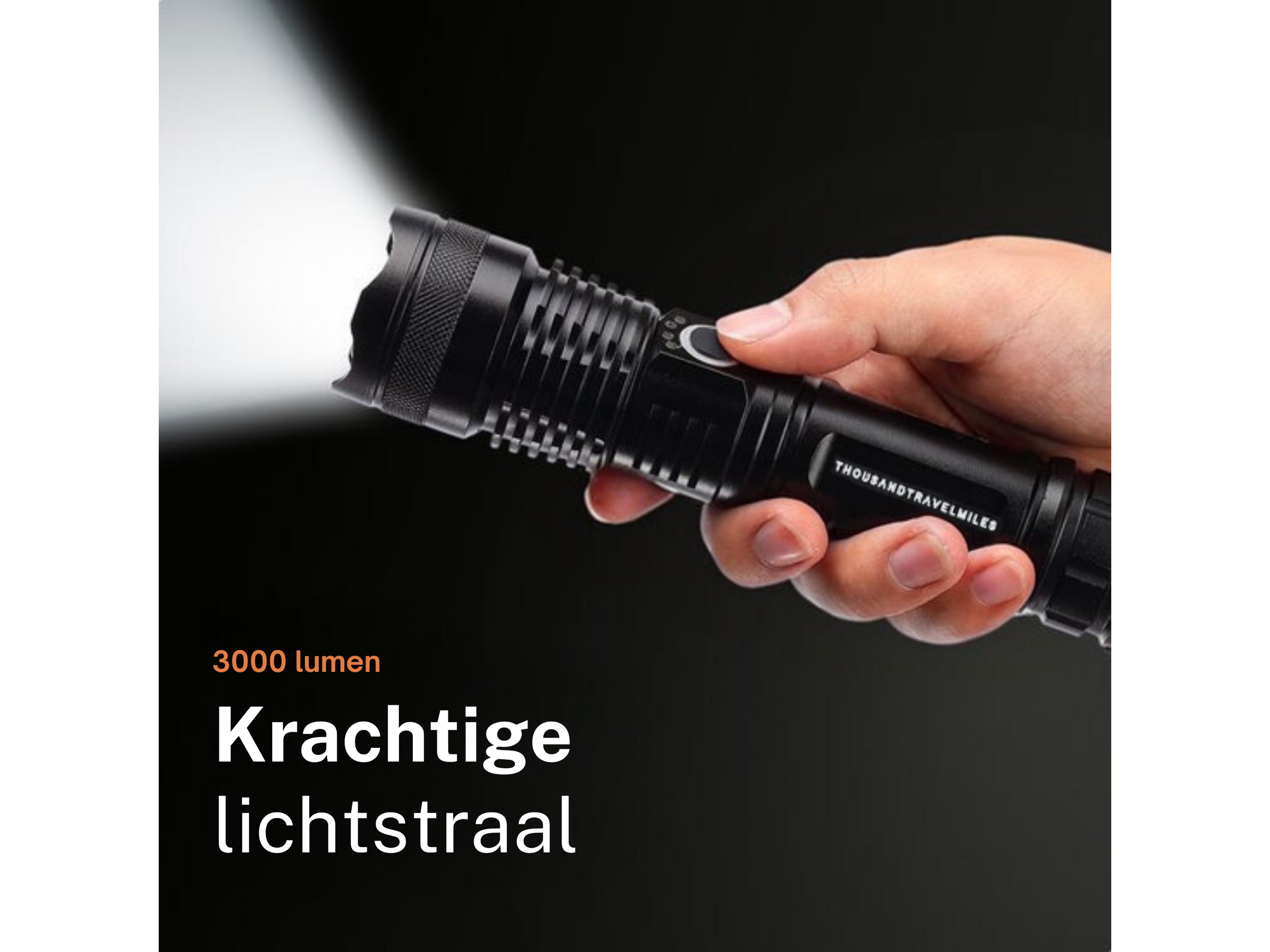 Thousandtravelmiles oplaadbare zaklamp - 3000 lumen