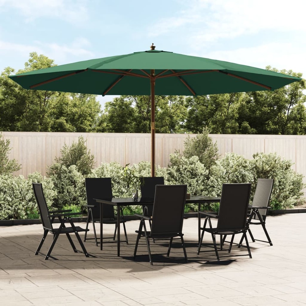 Parasol de jardin avec mât en bois 400 x 273 cm vert
