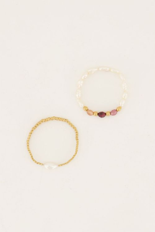 Stretch ringen set met parels & kralen