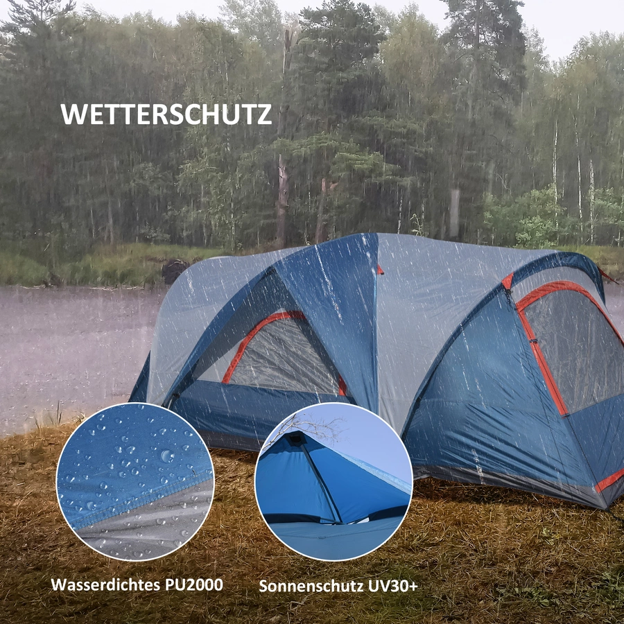 Outsunny Campingzelt mit 2 Türe blau