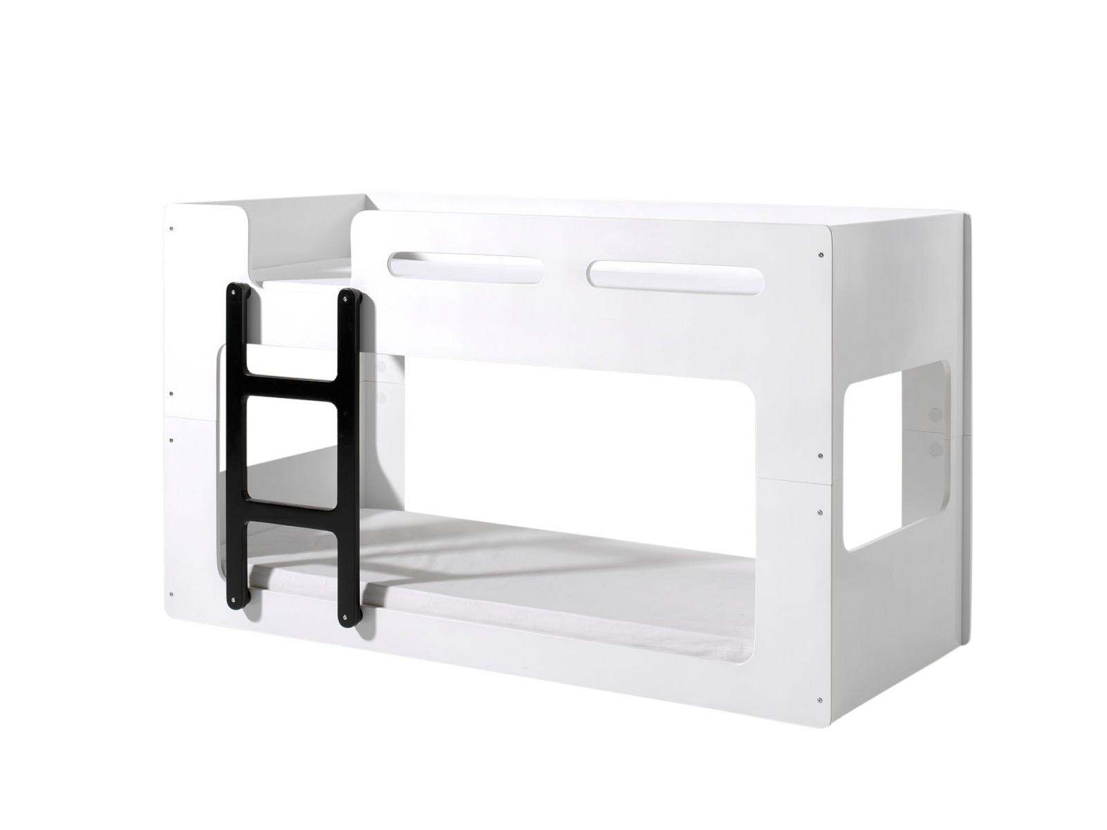 Hochbett LUCA - weiß-schwarz - 90x200 cm