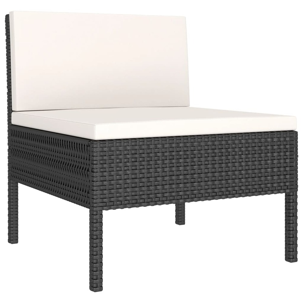Salon de jardin meuble d'extérieur ensemble de mobilier 9 pièces avec coussins résine tressée noir