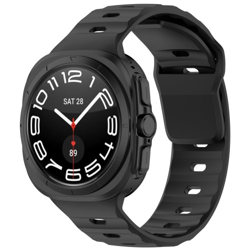 Samsung Galaxy Watch Ultra (47mm) Silikon Armband mit Knopf Verschluss (Gelenkumfang: 170-220mm) - Schwarz